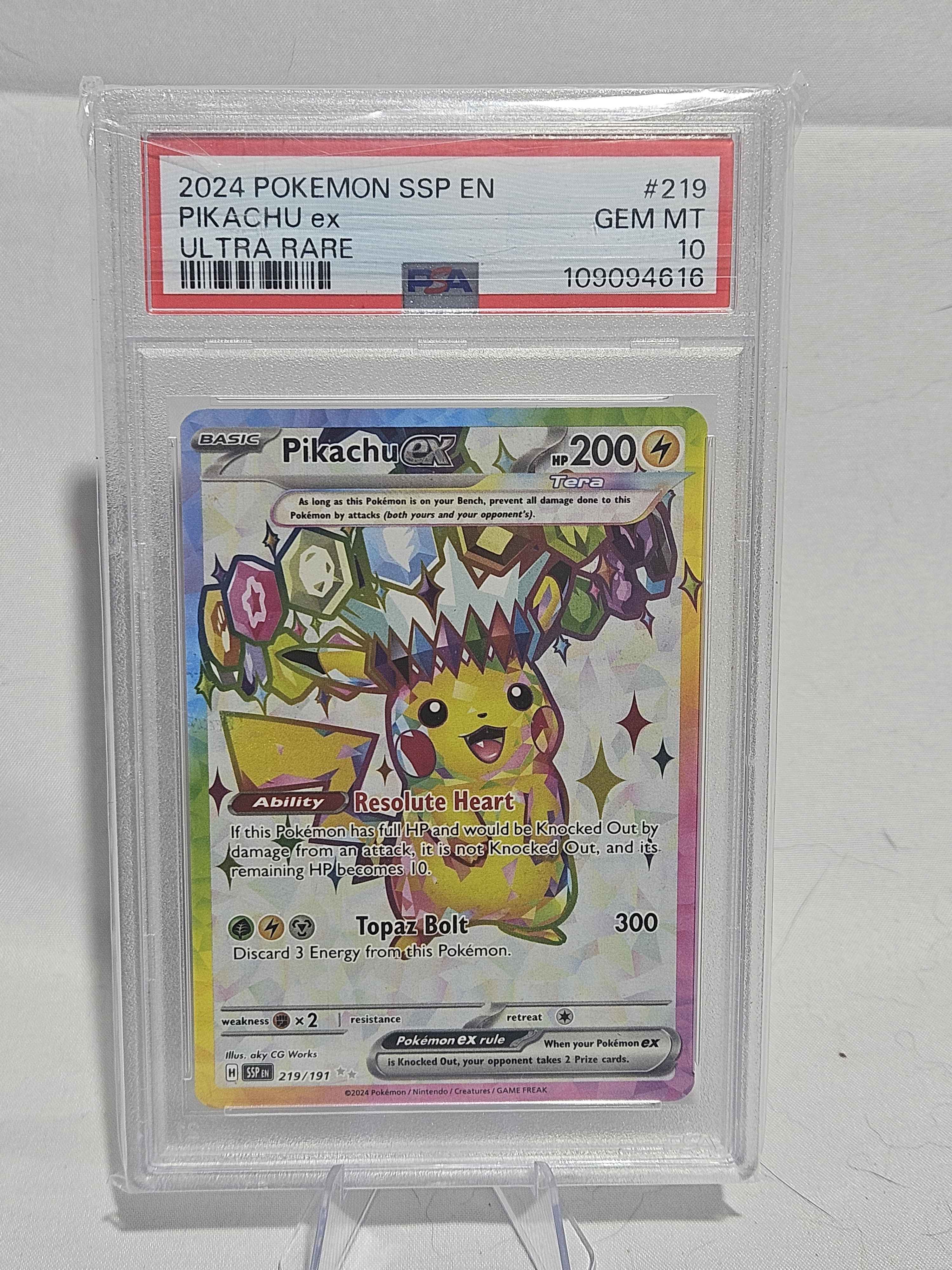 PSA 10 Pikachu ex #219/191 – Surging Sparks Ultra Rare